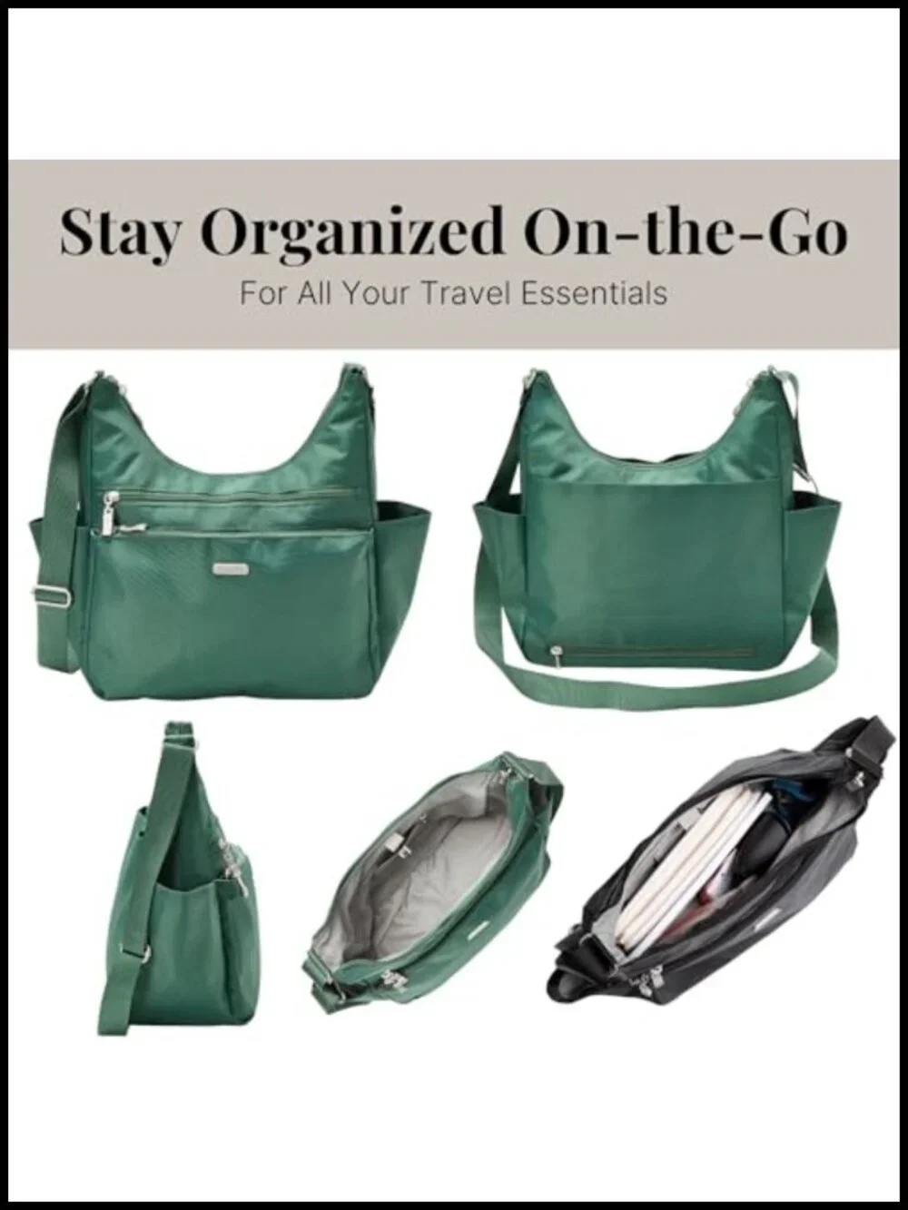 Lightweight RFID Hobo Crossbody Bag with Adjustable Strap